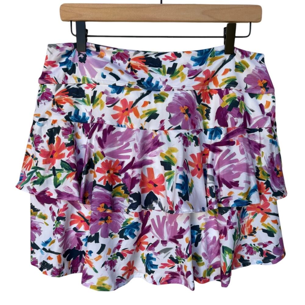 Dona Jo Athletic Skort w Floral Print and Ruffles for Golf, Netball  size XL/3 - Picture 2 of 11